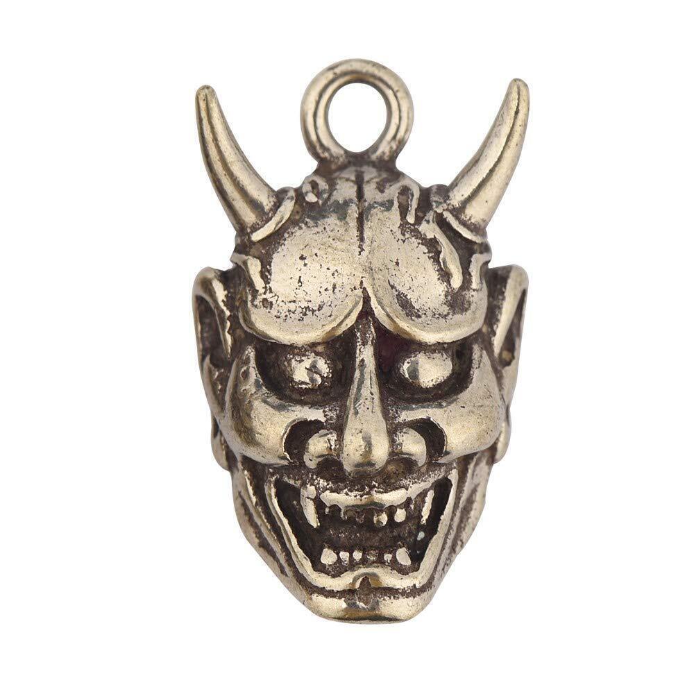 9809 Brass Charm Evil Oni NOH Hannya Buddhist Mask Handmade Pendant Silver
